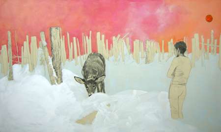 Sophie Privé Soleil rouge (2012) Acrylique et graphite sur toile 183 X 304 cm