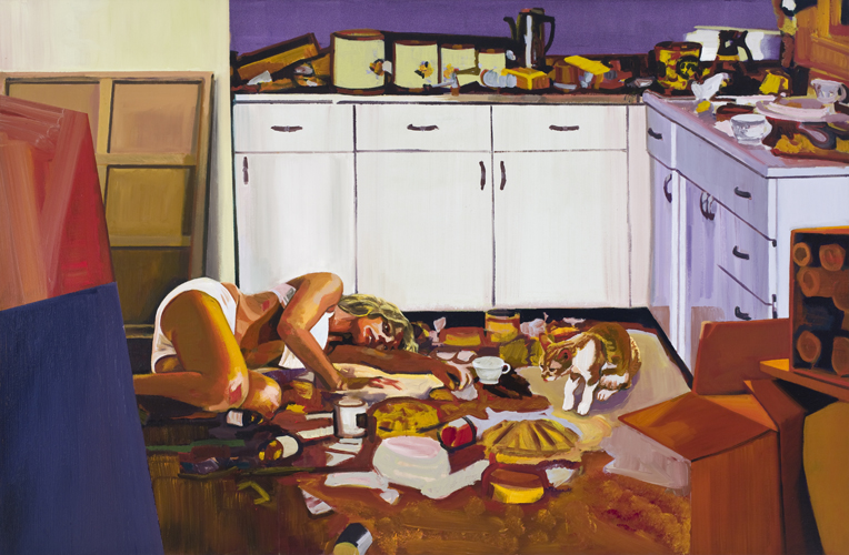 Christine Major - Cuisine rouge 2012 - Acrylique sur toile  131,5 x 198,5 cm