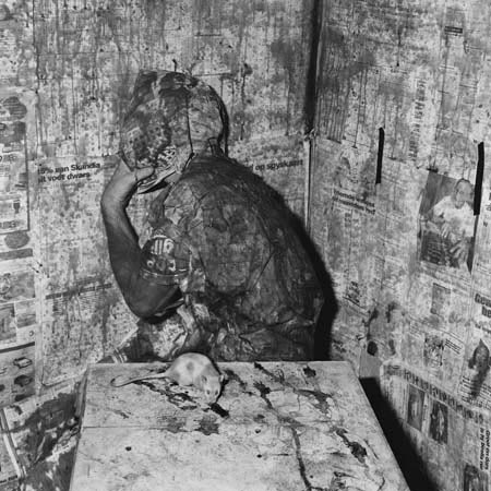 Roger Ballen, Retreat, (2005) Silver gelatin print, 20"×20"