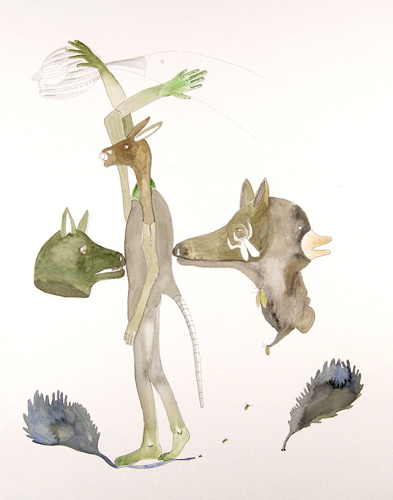 Erik Jerezano, The Saint and his team, Aquarelle, crayon, 2008.jpeg