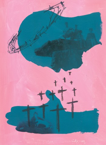 Jean-Francois Poisson, Prière, 2012, dessin et peinture, 8,5x11