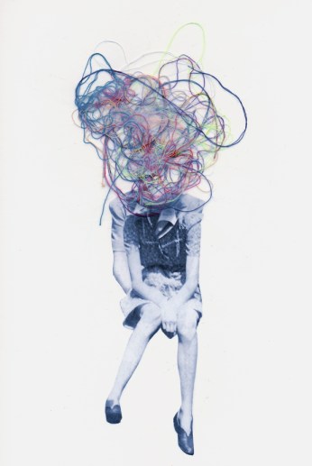 Jean-Francois Poisson, Sans titre, 2012, collage et fils, 8,5x11