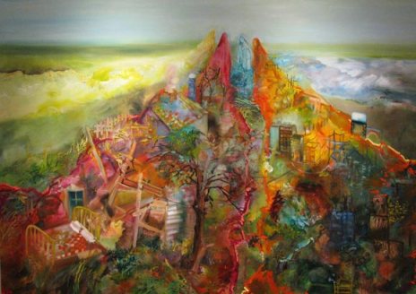 Mélanie Rocan, Meeting In The Middle, huile sur toile, 2011