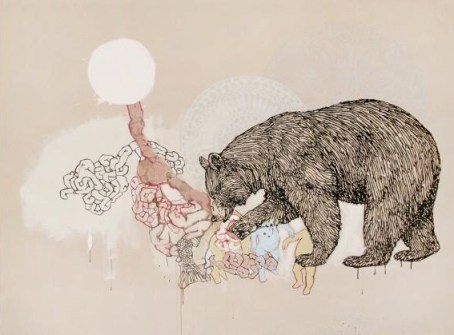 Natalie Reis Animalism Cannibalism Acrylique sur toile, 2011  183 cm x 245 cm  http://www.galerietroispoints.qc.ca/artistes/natalie-reis/