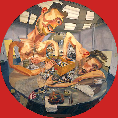 COLIN MUIR DORWARD, MEALTIME, Huile sur toile,  84 X 84 pouces, 2012.