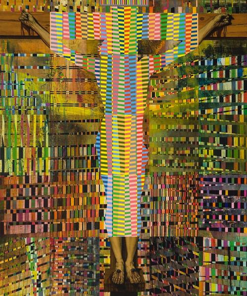  PAUL BOURGAULT, Crucifixion, 2012, collage, acrylique et huile sur toile. http://www.galeriedeste.com/artist/PAUL_BOURGAULT/works/