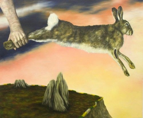 The lagomorphic papal peril, Dermot Seymour, 2011, huile sur toile, 100cm x 120cm