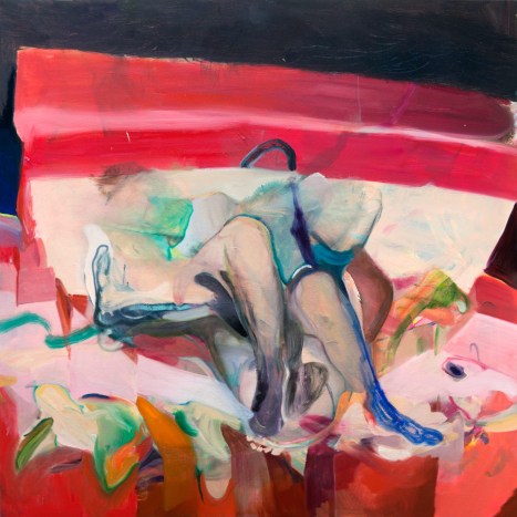 Winston Chmielinski, MY BEDROOM, THE THINGS INSIDE, THE STAIRS LEADING UP, AND THE HOUSE IT'S IN 48 x 48 inches oil on canvas